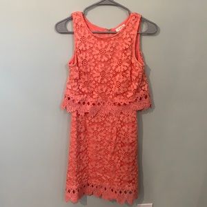 Pink lace cocktail dress